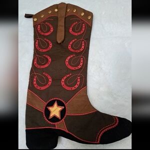 Holiday Home Cowboy Brown Stocking Christmas NWT